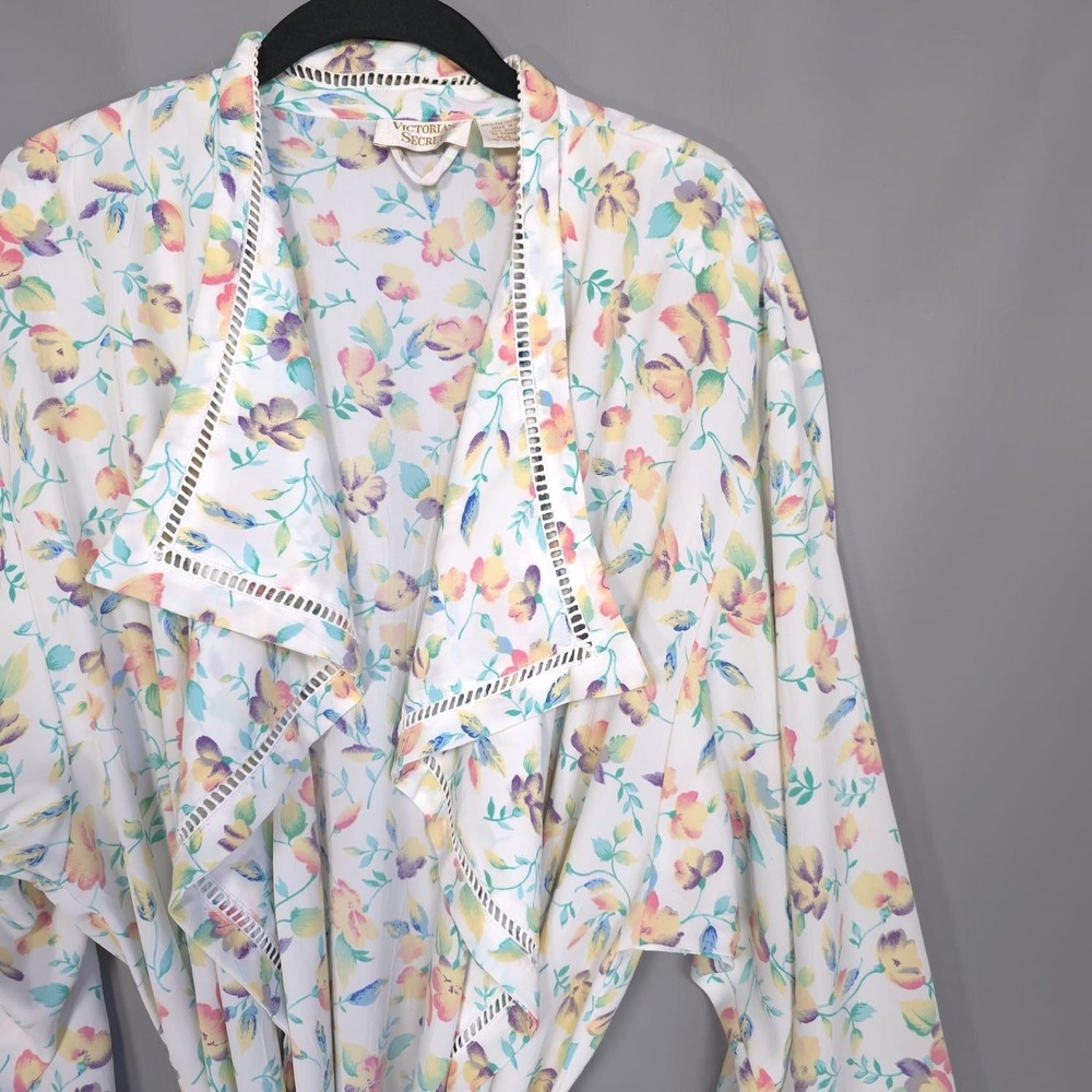 VICTORIA'S SECRET Vintage Floral Wrap Robe Long Sleeve Belted Maxi M/L Hong Kong - Picture 9 of 11